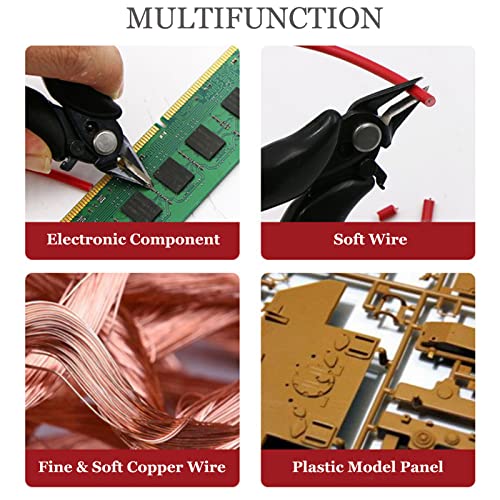 Image of BOENFU 3.5 Inches Mini Cutter with Lock, Flush Cutters, Small Wire Snips, Micro Wire Cutter with Spring, Black