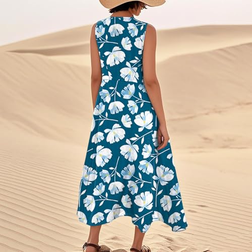 Womens Sleeveless Maxi Sundresses Trendy Casual Off The Shoulder Tank Dress Elegant Floral Smocked Flowy Long Dress2