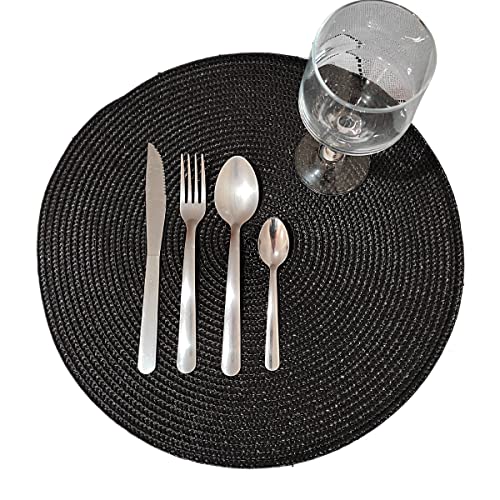 Jogo Americano Souplast Redondo de mesa posta 4 peças 6 peças 8 peças (Preto, 6)