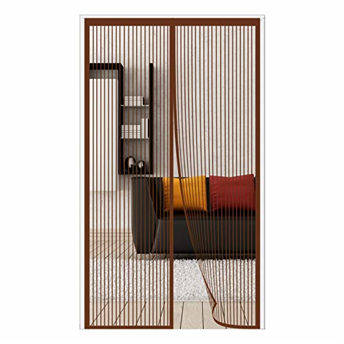 FANGJIE Porte Moustiquaire Magnétique 70x215cm Fermeture Automatique,sans Perçage,Pliable Moustiquaire Magnétique Kit d'installation Complet pour Portes, Patio, Intérieur, Brown Cover
