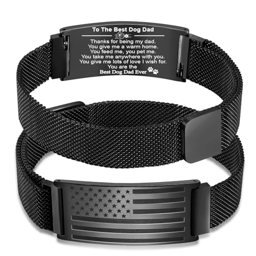 Gifts for New Dad, Stepdad, Dad to Be, Stainless Steel American Flag Bracelet Jewelry for Men, Father’s Day Birthday Christmas Gifts,Adjustable Size