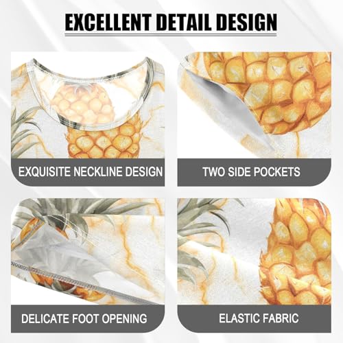 ALAZA Pineapples Marble Pajama Set Short Sleeve Sleepwear Soft Lounge Nightwear4
