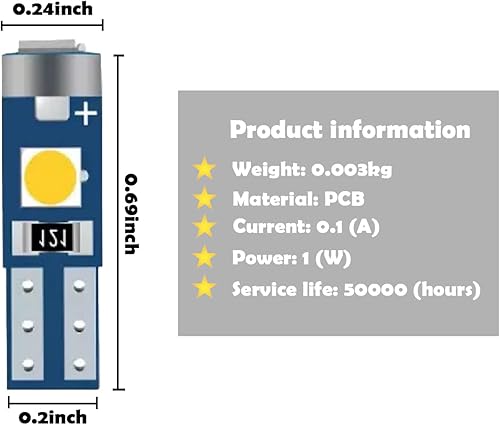 Miniatura 8 de Yonput 10 bombillas LED para automóvil, bombillas LED T5, 3030 3SMD súper brillante, repuesto para tablero de instrumentos de automóvil, panel de