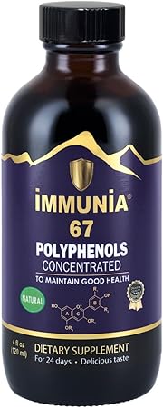 Immunia 67 Polyphenols - Elderberry Concentrate & Antioxidant Fruits. Premium Antioxidant Supplement with 67 Polyphenols (Anthocyanins, Quercetin, Resveratrol, etc.) 24-Day Supply per Bottle (1-Pack)