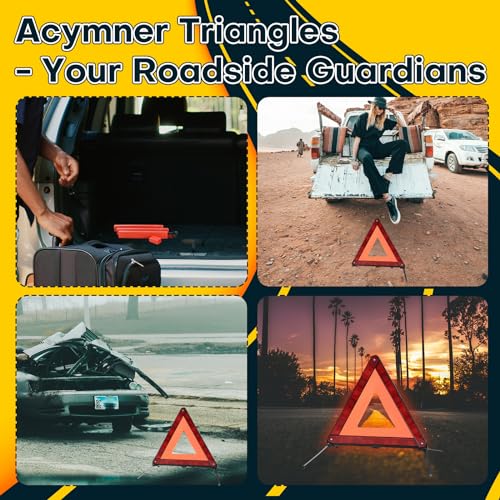 image for Acymner Reflective Safety Triangle Kit | Emergency Warning Triangles w