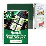 Samsill 50 Pack Heavy Weight 4 Pocket Garden Seeds Storage Clear Sheet Protectors, Fits in Standard 3 Ring Binder