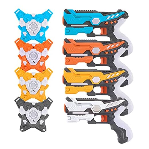 Ainek Infrared Laser Tag Sets with Gun and Vest - Adults & Kids Laser Tag Blaster Gun Set of 4 - Multi Player Laser Battle Game for Indoor and Outdoor - Infrared 0.9mW