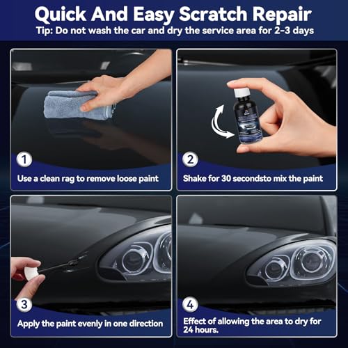 Image of Car Black Paint Touch Up Cars Scratch Repair for Vehicles, Rim High-Gloss Black Paint Pen 30ML Quick Drying Automotive Scratch Repair, Non-toxic 1.5 oz Easy to Use