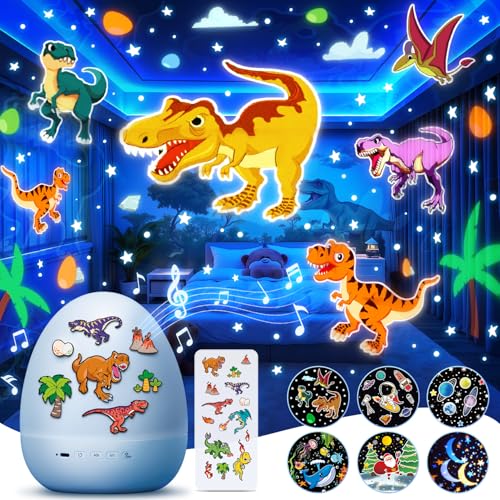 One Fire Dino Ei Projektor Kinder, Nachtlicht Spielzeug mit 12 Filmen