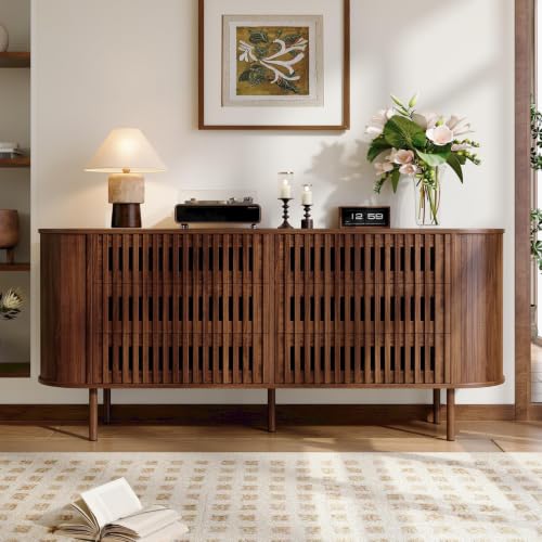 ZHOMGG Buffet, Meuble de Rangement, Commode Salon, Noyer, 160x40x70cm