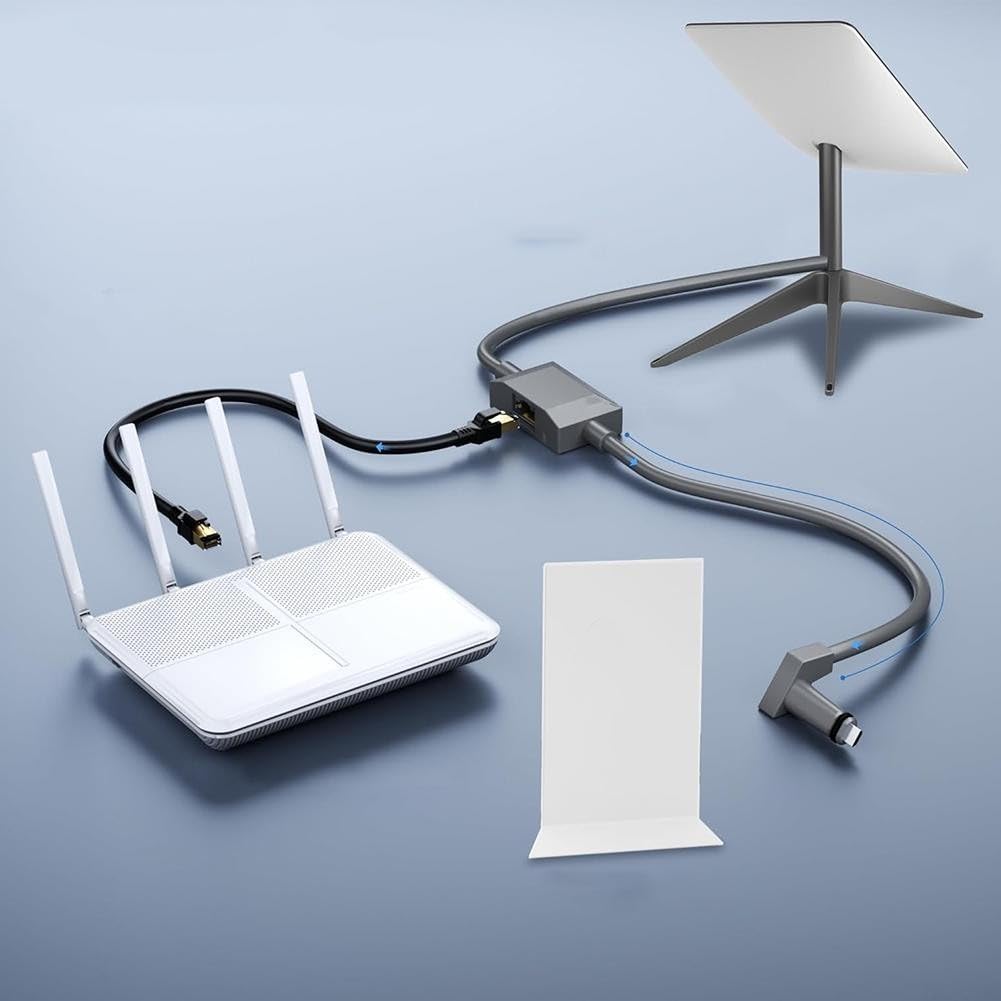 Adattatore Ethernet 2 in 1 per Starlink Gen 2, 46 m per cavo di prolunga RJ45 in TPE, trasferimento dati ad alta velocità per Internet stabile (10 m)