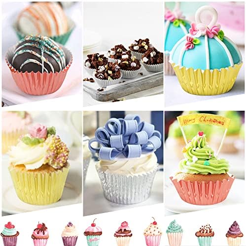 BUENTYA 600 Pcs Mini Foil Metallic Cupcake Liners Muffin Wrappers Baking Muffin Paper Cups Cases Foil Baking Cups Cupcake Paper Cases for Home Weddings Birthdays DIY Handmade (Gold Silver & Rose Gold)