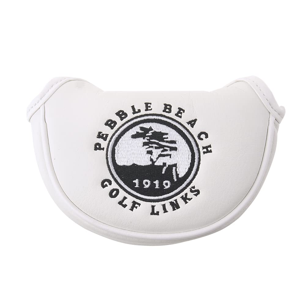 GOOACTION Golf Club Small Mallet Putter Cover Pebble Beach Stars Pattern Design Magnetic Synthetic Leather White Golf Club Mid Putters Headcover