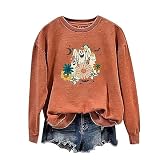 Pullover Damen Lady-Fit Festival Sweatshirt Halloween Hoodies Lange Ärmel Langarmshirt Ohne Kapuze Rundhals Pulli Lose Herbst Winter Horror Bequeme Schädel Knochen Hand Übergangs Kürbisgesicht