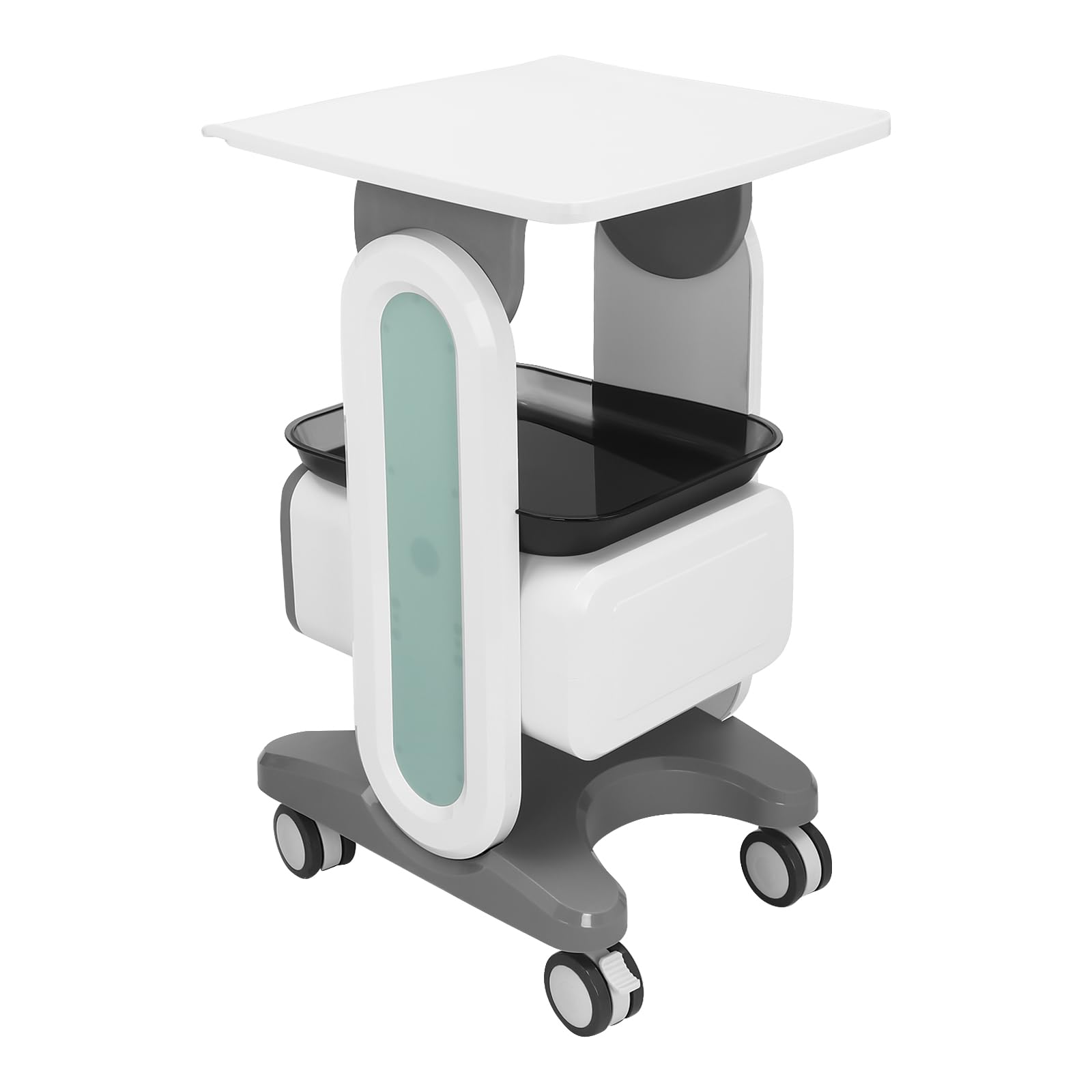 Wózek laboratoryjny, wózek medyczny z 2 półkami, wózek mobilny z materiału ABS, wózek do przechowywania z 4 rolkami, wózek medyczny do laboratorium, kosmetyków, salonu, nośność 60 kg