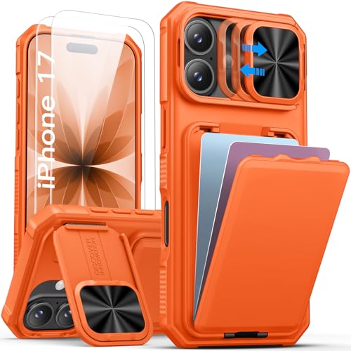 Image of SSLOTSCASE for iPhone 17 Case with 2X Screen Protector & Kickstand, Orange