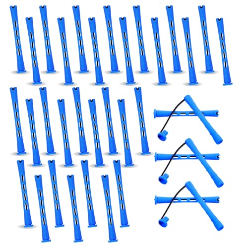 Wanmu 30 Pcs Perm Rods For Short Hair Plastic Cold Wave Rods Hair Curling Rollers Curling Roller Perm Rod Small Hair-Rollers for DIY Styling (Blue, 0.47 Inches)