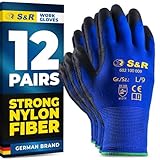 S&R Work Gloves L/9 – Occupational Safety & Protective Equipment – Tear-resistant, Wear-resistant, Breathable and Comfortable – Flexible and Durable for Assembly, Construction, Transportation