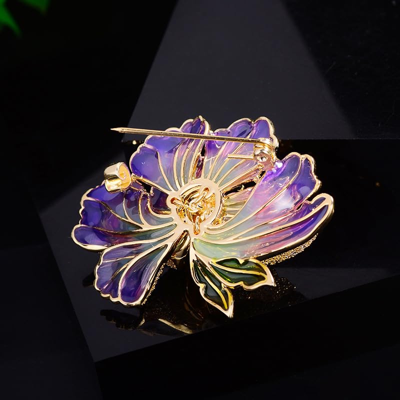 Image of Elegant Flower Brooch Pin for Women, Stylish Vinage Crystal Pearl Rhinestones Brooches Pins Dainty Lapel Pins for Dress Accessories Jewelry