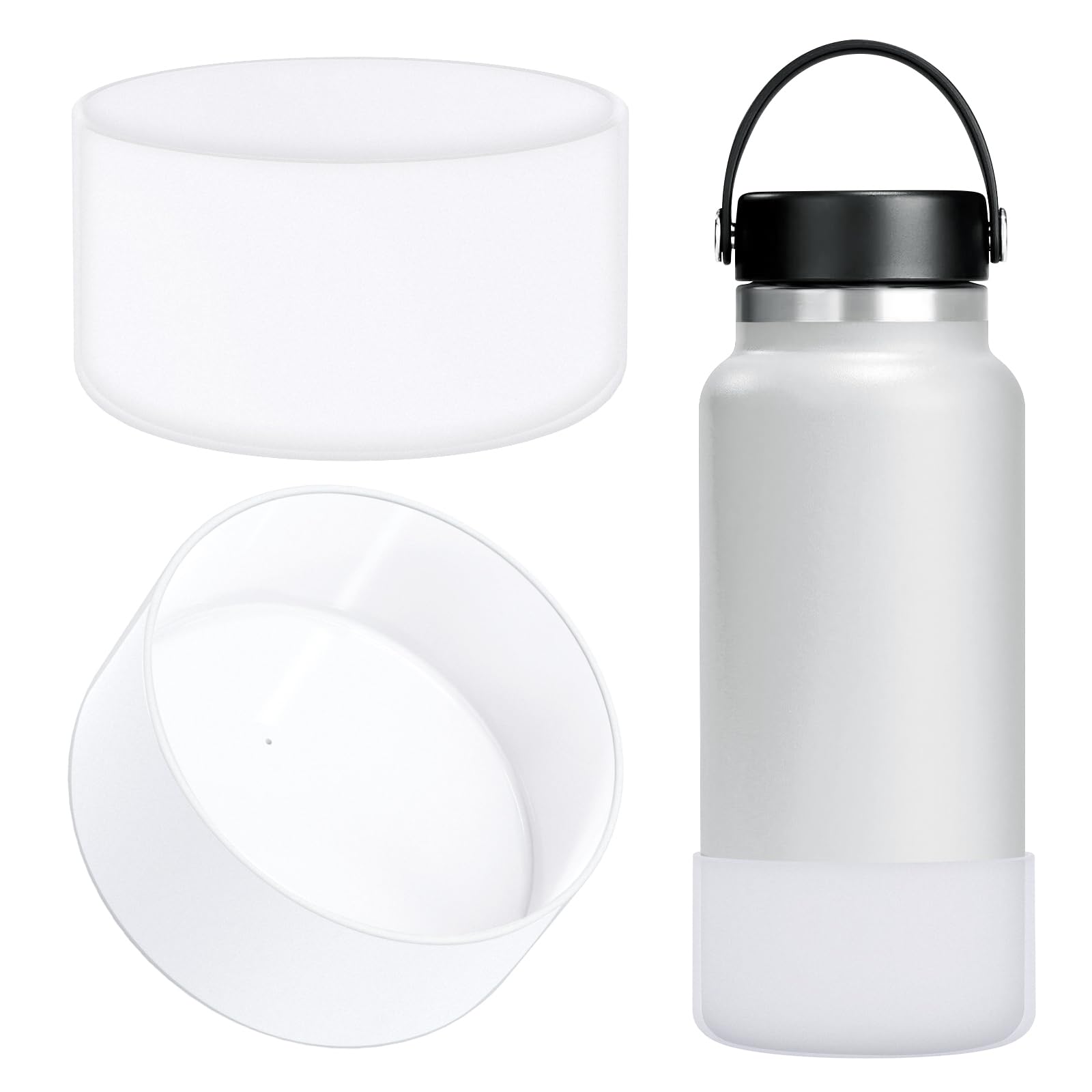 Linkidea Water Bottle Boot Compatible with Hydro Flask Wide Mouth Flex Cap/Straw Lid/Chug Cap 32oz/40oz, Silicone Bottle Bottom Sleeve Cover Protector
