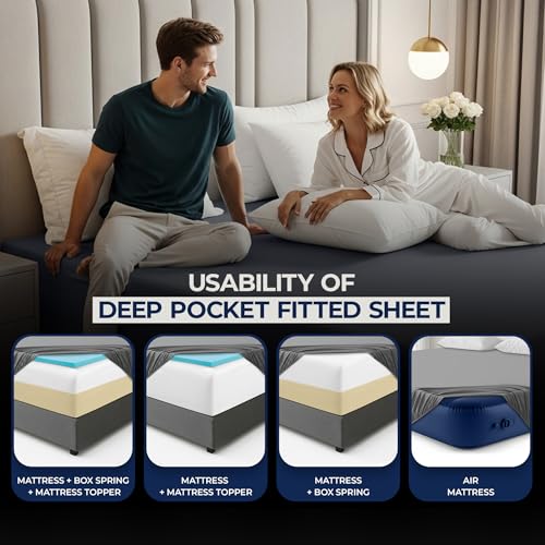 Image of Utopia Bedding Extra Deep Pocket Cal King Fitted Sheet, Fits up to 21 Inch Mattress - Hotel Luxury, Soft, Breathable and Comfy - Shrinkage and Fade Resistant - Easy Care (Grey)
