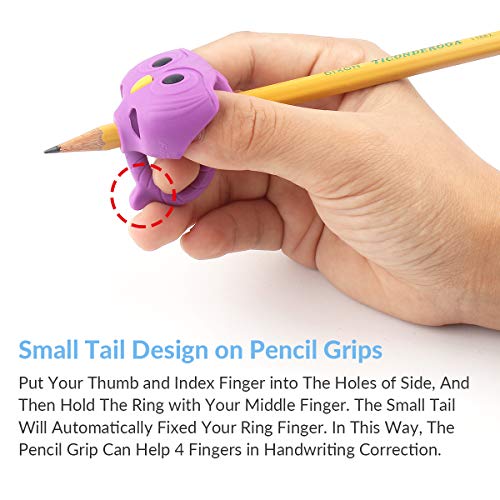 Pencil Grips, Firesara Original Owl Pencil Grips For Kids Handwriting Ergonomic 3 Fingers Sets Aid For Trainer Handwriting Posture Correction, Assorted Pencil Grips For Righties And Lefties (3Pcs) #TOP2