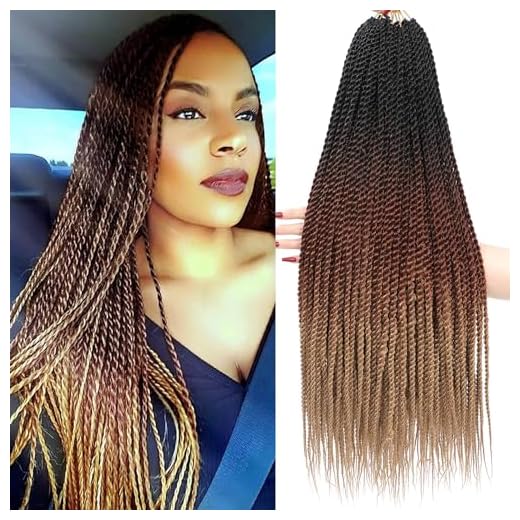 Yolana Hair 6 Packs 24 Inch 1b/30/27 Long Senegalese Twists Crochet Braids Hair Three Color Ombre Crochet Braiding Hair Natural Bohemian Hairstyles Cornrows Two Strand Twists for Black Women Pre Looped (Black/Dark Brown/Light Brown)