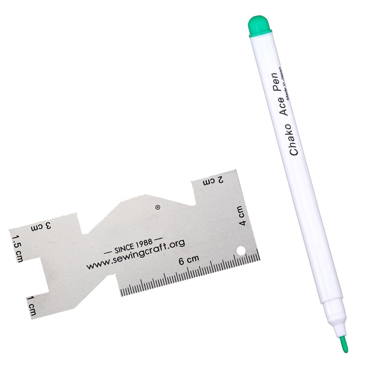 Tsophreniq Ruler Green Pen Fabric Marker Pen With Metal Quilting Patchwork Ruler For Sewing Project Water Soluble Fabric Marking Pen For Marking Textile