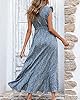 BTFBM Summer Floral Maxi Dress for Women 2025 Vacation Ruffle Sleeve V Neck Belt Wrap Spring Beach Wedding Guest Dresses(Floral Blue, Small) #3