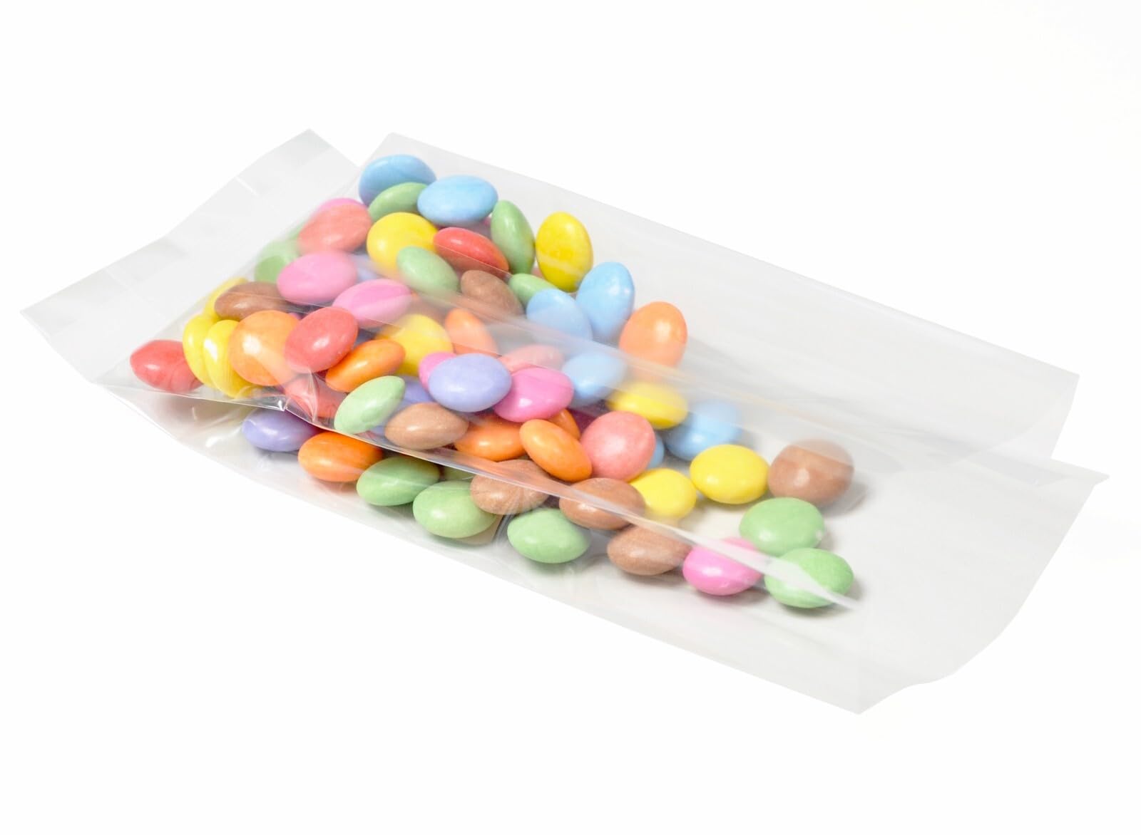 Bag It Plastics Clear Cellophane Crimp Sweet Party Gift Bags 3" x 1.5" x 7" / 76mm x 38mm x 180mm (Pack of 500) - Perfect for Sweets, Cookies, Treats & Favors - 40 micron / 160 gauge โ image 1