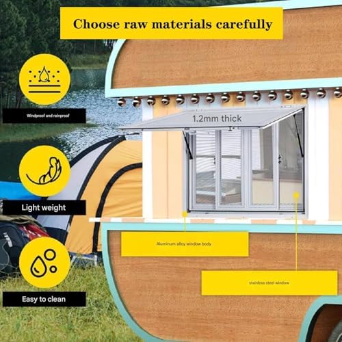 Aluminum Concession Window with Sliding Screen & Awning Door for Food Trucks, Perfect for Mobile Catering, Street Vending, Outdoor Events, and Food Stands,36x36in