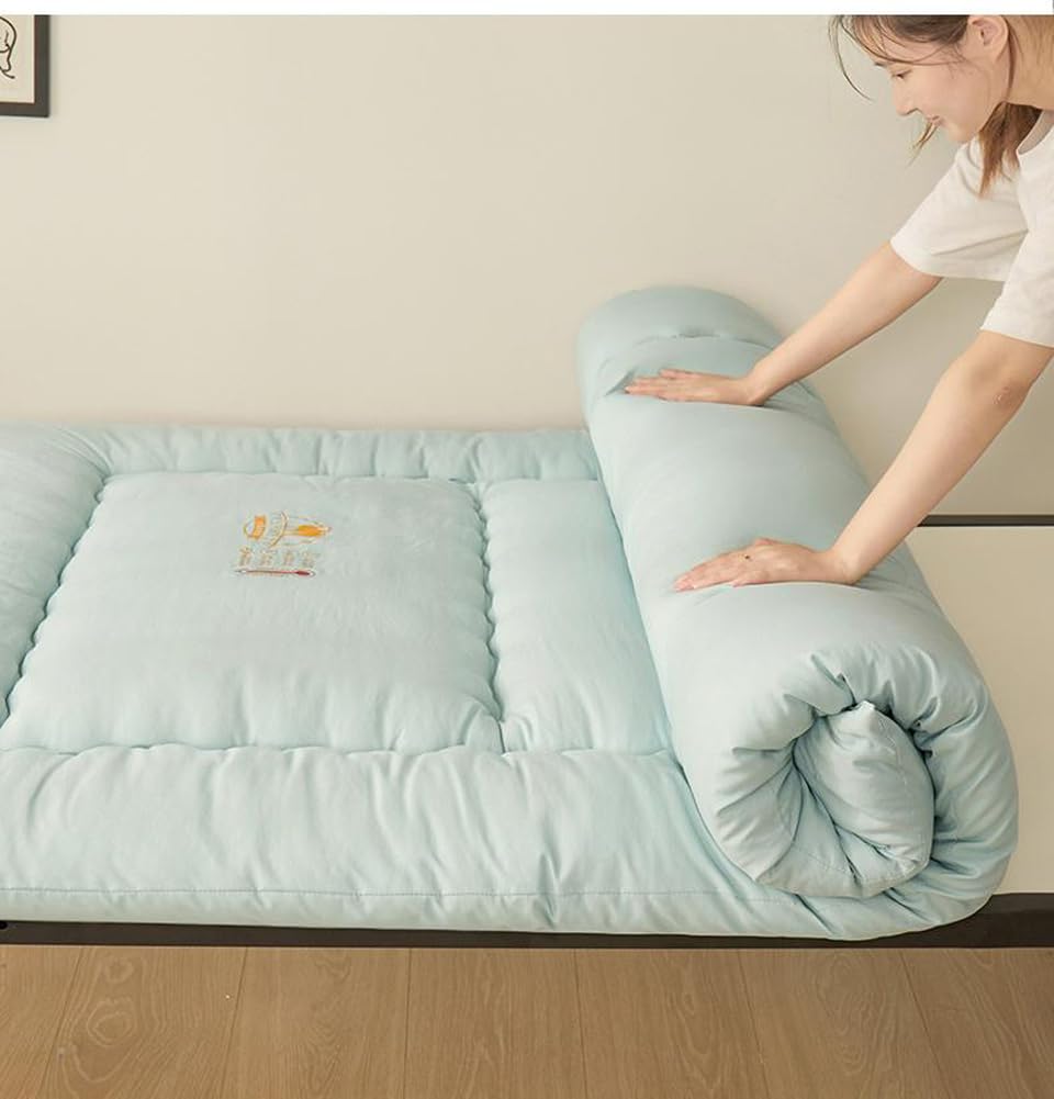Matelas de sol japonais type futon pour tatami et chambre à coucher, extra épais, pliable, enroulable, respirant, pour invités, lit de sol (rose, 120x200cm)