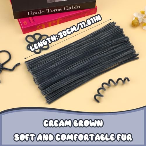Image of Hssugi 100PCS Pipe Cleaners, Grey Chenille Stems Craft Supplies | Pipe Cleaners Craft Supplies, Pipe Cleaners Bulk Fuzzy Sticks for DIY Art and Craft Projects Home Decoration