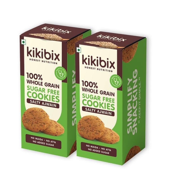 Kikibix Salty Ajwain Multigrain Biscuit for Diabetics | High Fibre Digestive Cookies | No Maida, No Refine Sugar | Sweet & Salty | Chai Time Snacks | Tasty & Heal50thy Snacks for All | 260gm