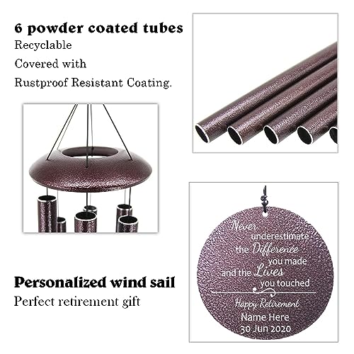 Image of ASTARIN Custom Retirement 36 inch Wind Chimes for Women Man 2024, Happy Retirement 20 Years Gift Gifts for Teacher Coworkers Mom Dad Nurse Boss, Personalized Tree of Life Wind Chime Retiree Gift Ideas
