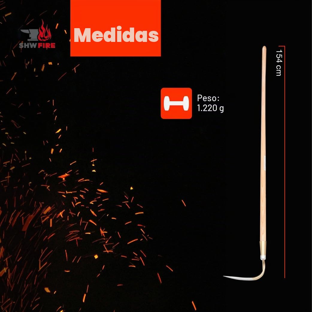 SHW-FIRE | Azada para patatas de 4 dientes forjada, mango ergonómico de madera de fresno de 135 cm, resistente y duradera, ideal para labranza del suelo, cosecha de patatas y recogida de heno |