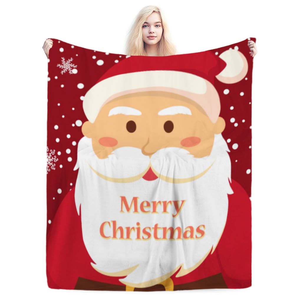 Manta Navideña, Manta de Papá Noel, Mantas de Papá Noel de Navidad Roja, Sofá Cálido y Acogedor para Decorar el Dormitorio, Regalo de Año Nuevo - 150 * 100cm