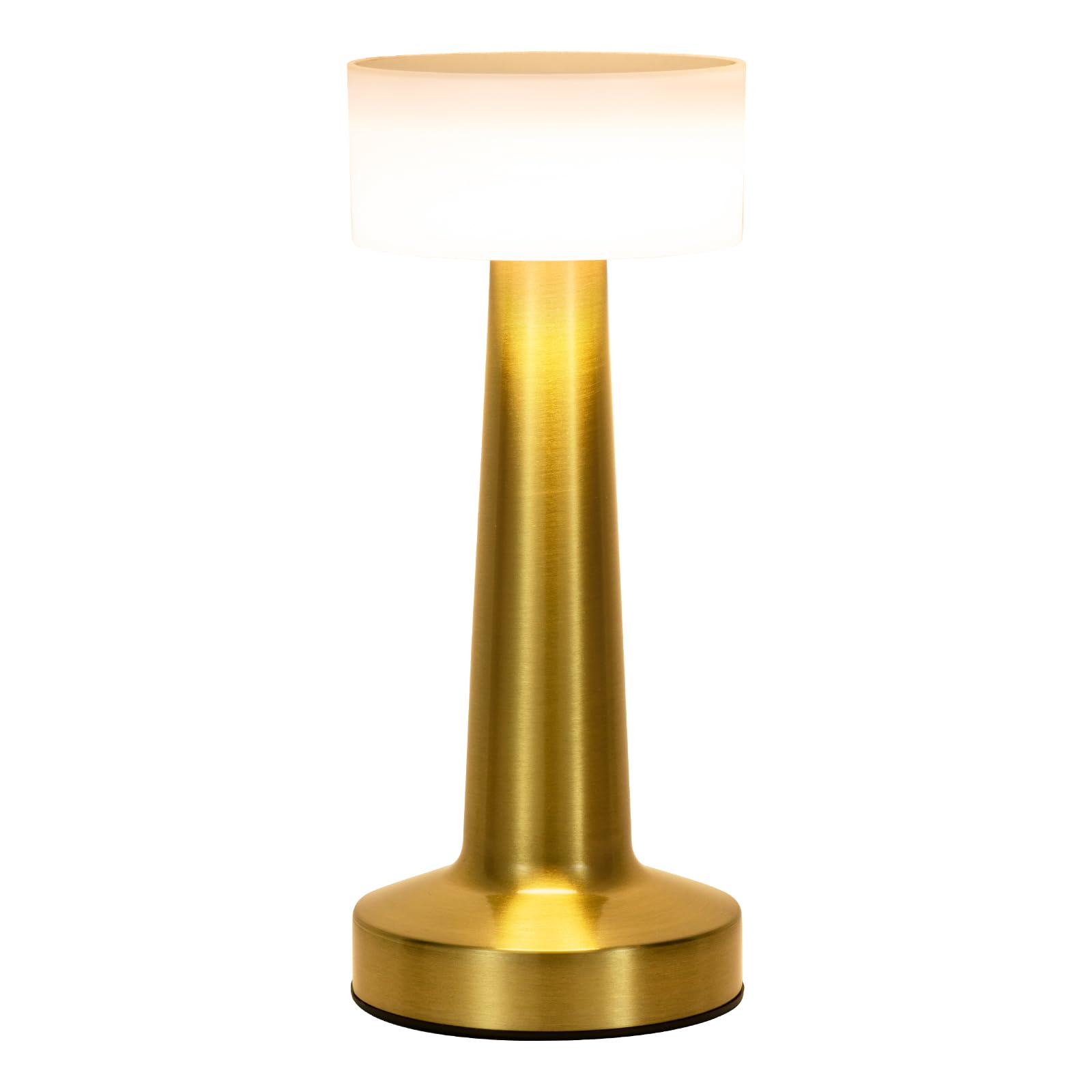 ZOOPEEN Gold Cordless Table Lamp with Touch Control,2800mAH Rechargeable Battery Operated Desk Lamp,3 Color Dimmable Small Portable Bedside Lamps for Bedroom Dining Room Patio Restaurant Bar Hotel