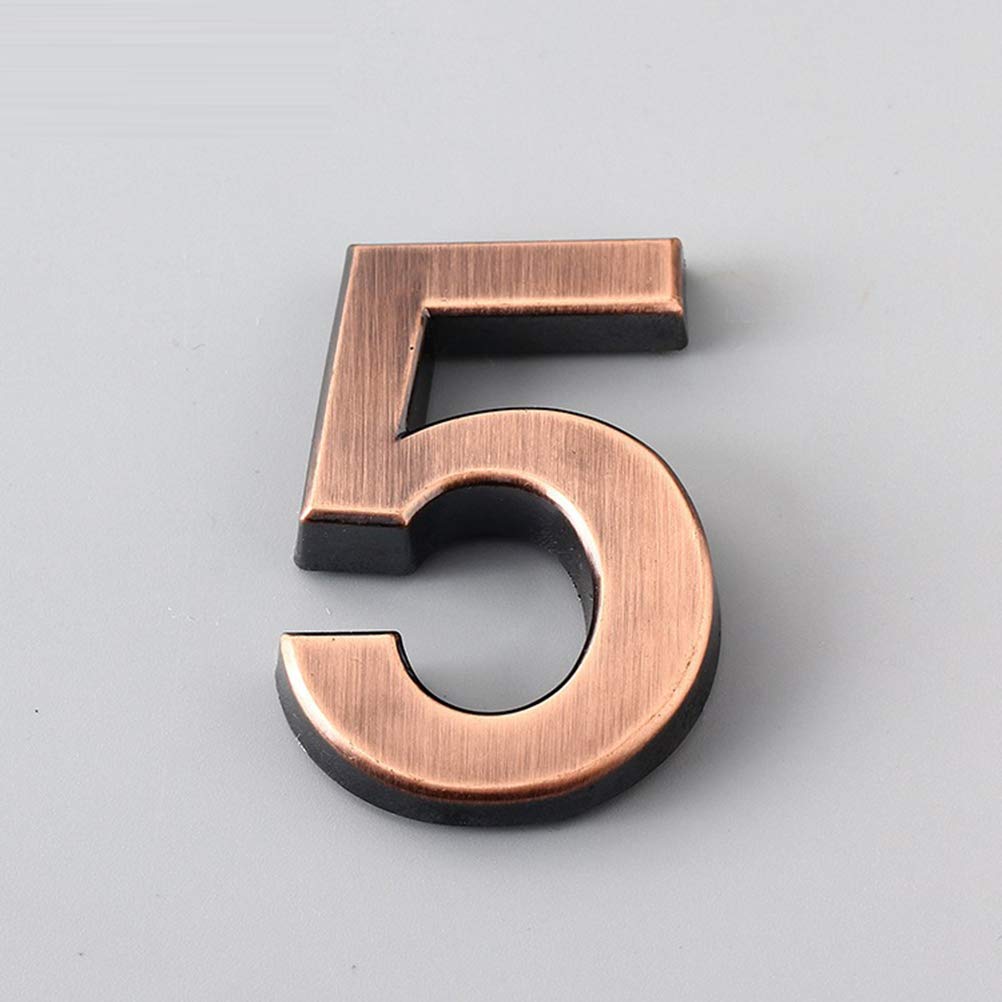 LIOOBO 10pcs 0-9 Numero di Targa per la Porta dell'hotel Numero civico Indirizzo Targa 5CM (Bronzo)