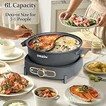Dezin Hot Pot Electric with Divider, 6L Double-Flavor Shabu Shabu Pot, Dual Sided Removable Non-Stick Hotpot Pot Electric, 3" Depth Chinese Hot Pot with Multi-Power Control, 2 Silicone Ladles Included - Image 5