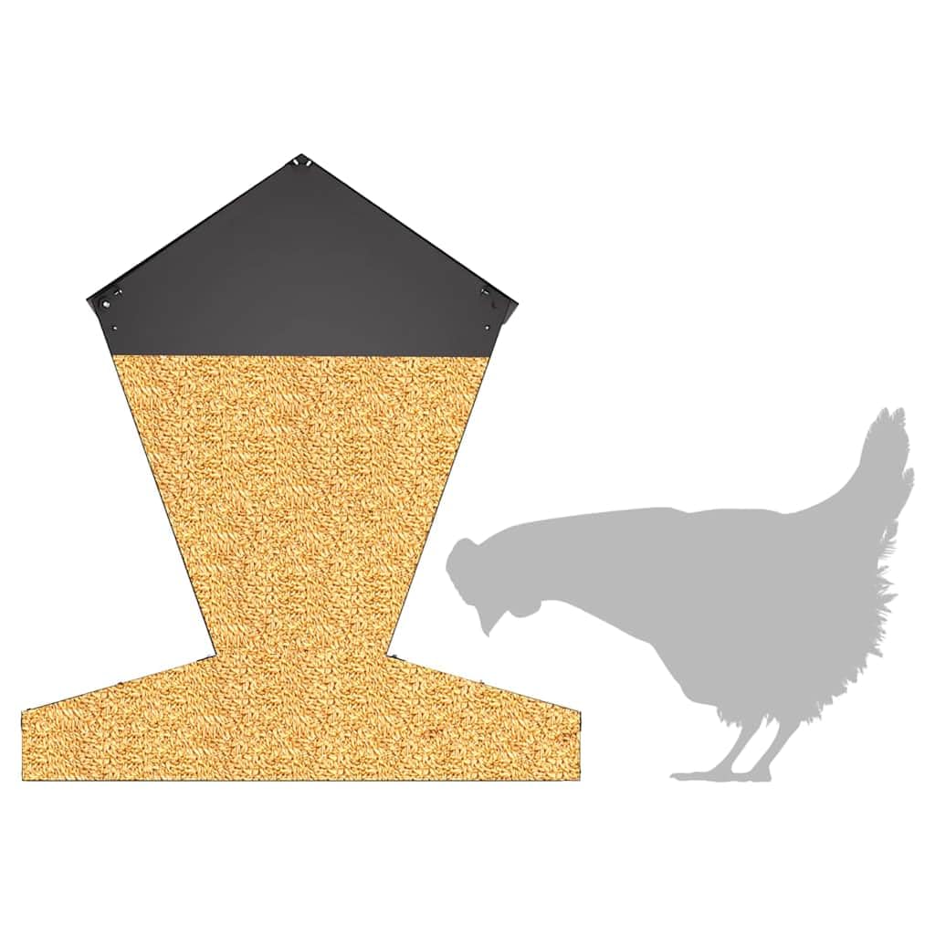 Comedero para gallinas negro, 40 x 40 x 45 cm, acero laminado en frío, ideal para interiores y exteriores, diseño moderno y ahorro de espacio, montaje fácil con destornillador, mantenimiento