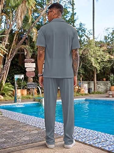 Image of CHKOKKO Men Solid Co Ords Casual Summer Wear Coords Stylish Gents Cord Set Half Sleeves Track Suit Polo Neck Western Co-ord Set
