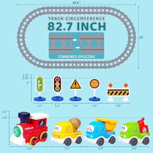 Image of Electric Train Set for Toddlers 3-5 4-8 with Train Tracks Set Lights Up Steam Sign Realistic Music Sound Magnetic Train Connection Toys Birthday 3 4 5 6 7 8+ Years Old Boy Toys Girl