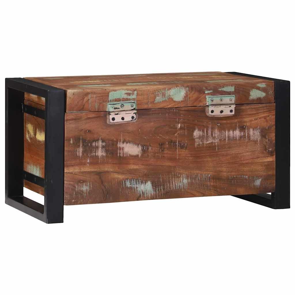 Skrzynia do przechowywania 60 x 30 x 30 cm z litego drewna, rustykalna drewniana skrzynka do salonu i sypialni, miejskie wzornictwo przemysłowe pudełko do przechowywania
