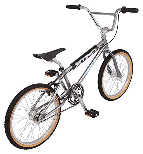 Schwinn Sting Pro Retro BMX for Youth/Adult, Throwback 1989 Design, Single-Speed Drivetrain, Hi-Ten Steel Frame, Aluminum Rims, Tubular Crankset, 20-Inch Wheels, Grey