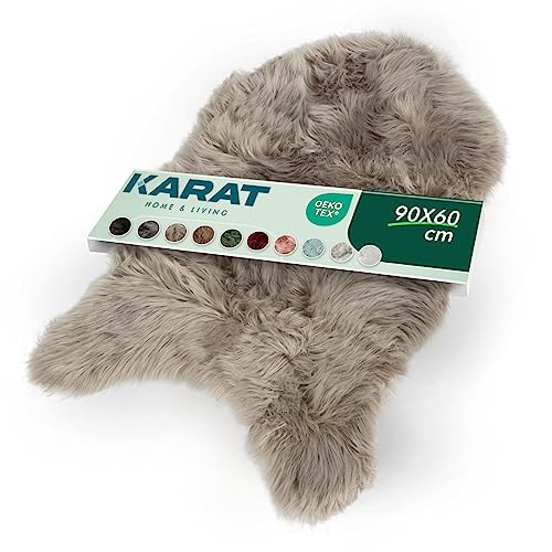 KARAT Kunstfell beige Flauschige Stuhlkissen Fell Deko für Wohzimmer & Kinderzimmer, Bettvorleger...