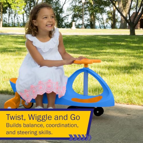 Image of Wiggle Car - Ride on Toy for Ages 3 and Up - Toddler Ride on Toys with no Batteries, Gears, or Pedals Just Twist, Wiggle, and Go by Lil' Rider (Blue and Orange)