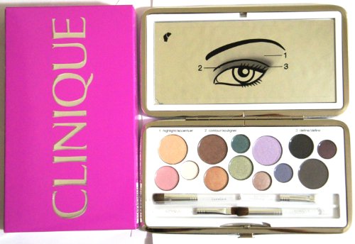 CLINIQUE brush of colour Eye Shadow Pallete Metallic Silver Purse Gift Set MADE IN USA Set MADE IN USA