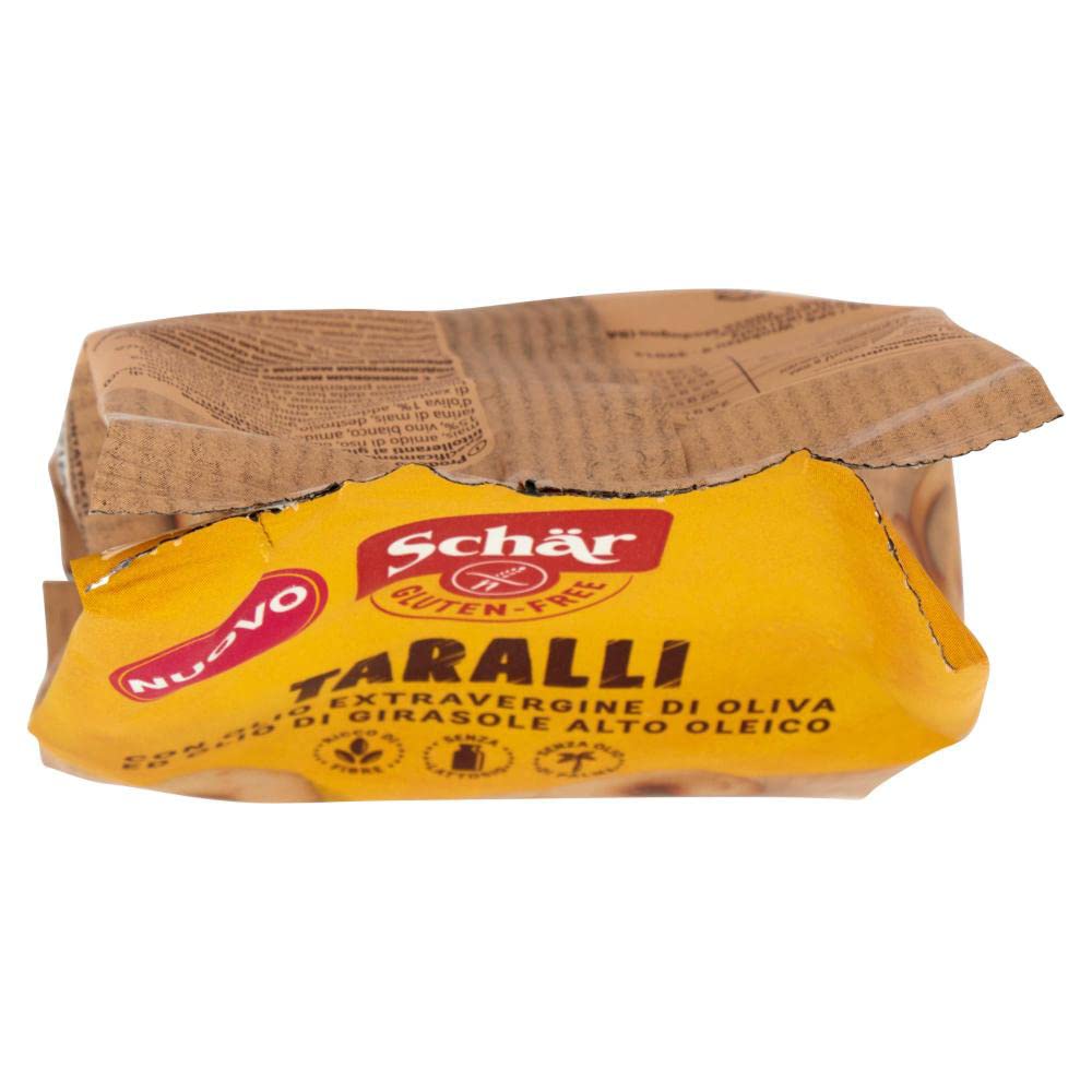 6x Schär Gluten Free Taralli mit Nativem Olivenöl Extra und Sonnenblumenöl Salziger Snack Glutenfrei 120g Beutel Perfekter Aperitif-Snack