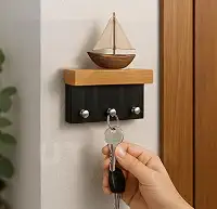 Porta Chaves De Parede com suporte para pendurar chaves e prateleira 3 pinos (pretofreijo)